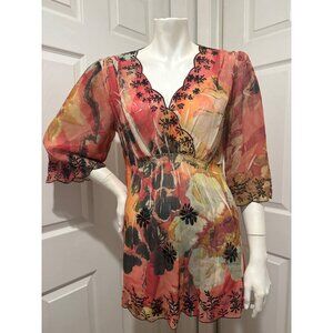 ANTHROPOLOGIE Mushka Sienna Rose L Top BabyDoll Boho Fairy FESTIVAL Y2K 90's EUC